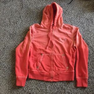Orange True Religion Full Zip Hoodie